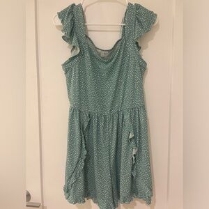 Teal Romper with Ruffles